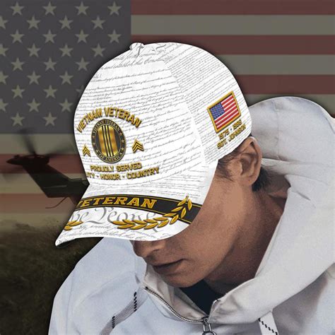 Personalized Name D All Over Printed Vietnam Veteran Cap Proudly