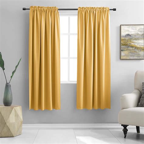 Amazon.com: DONREN Gold Yellow Curtains Drapes for Bedroom - Thermal Insulated Room Darkening ...