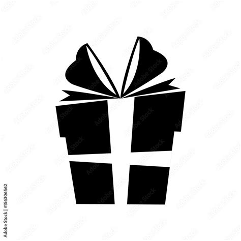 silhouette gift box christmas with bow vector illustration Stock Vector ...