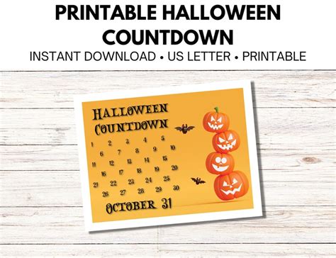 Printable Halloween Countdown Calendar Etsy