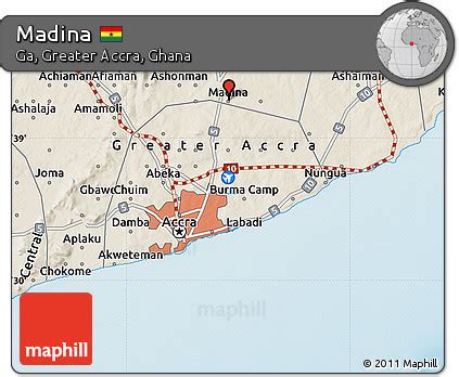 Free Shaded Relief Map of Madina