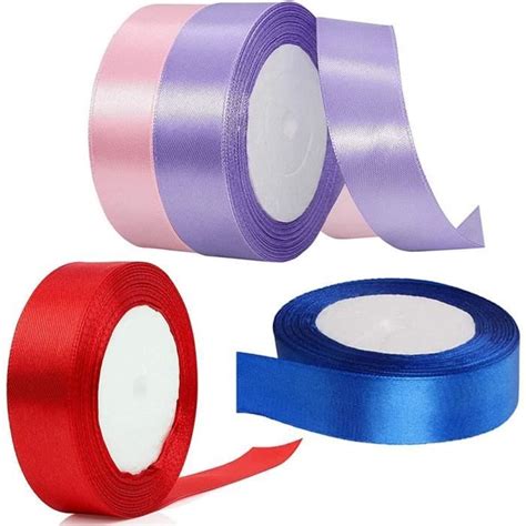 4Pcs Rubans de Satin Colorés 20MM x 22Mètres Rouleau Ruban Satin de