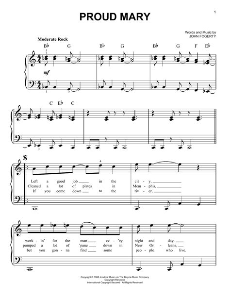 Creedence Clearwater Revival Proud Mary Sheet Music PDF Notes Chords