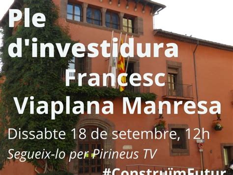 Dissabte 18 presa de possessió de Francesc Viaplana a alcalde de