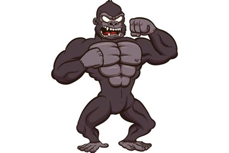 Cartoon Angry Gorilla Beating His Chest