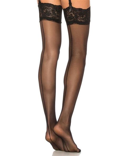 Bluebella Back Seam Leg Lace Top Hosiery In Black Lyst