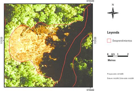 Desprendimiento clásico desarrollado a raíz del terremoto de Cinchona