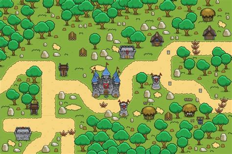 Forest Top Down 2D Game Tileset - CraftPix.net | Game design, 2d game art, Top down game