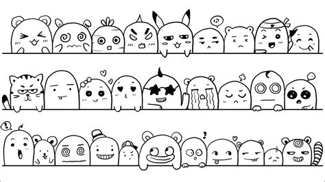 How to draw 30 Cute Faces | Expressions | Doodle Art For Beginners ...