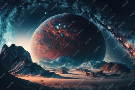 Fantástico Paisaje Espacial Con Planetas Y Constelaciones En Colores Brillantes Explosión