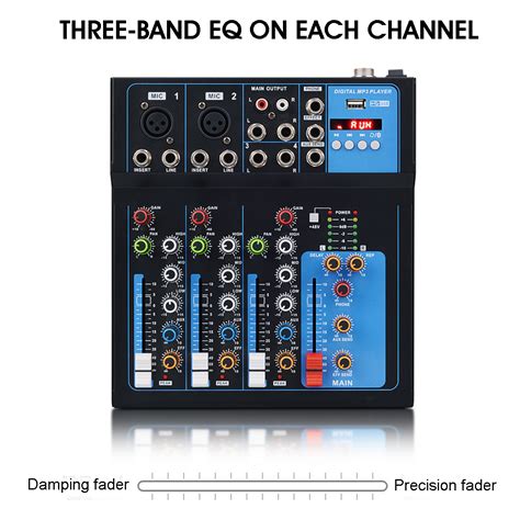 4 Channel bluetooth Professional Audio Mixer DJ Mic Mixing Console EU ...