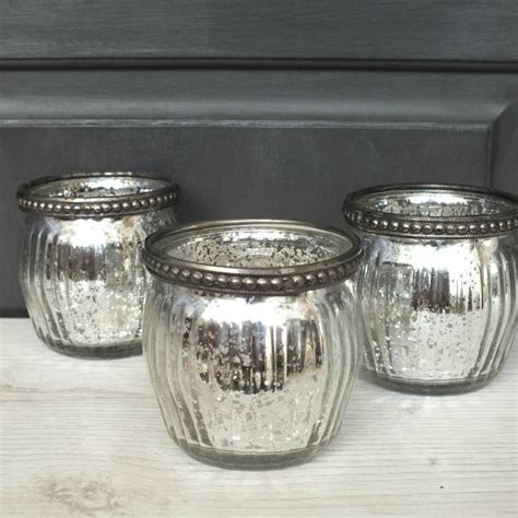 Silver Mercury Glass Tea Light Holder Mercury Glass Tea Lights Glass