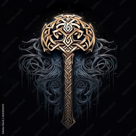 Fotografía Epic High Fantasy Norse mythology Viking themed logo coat of