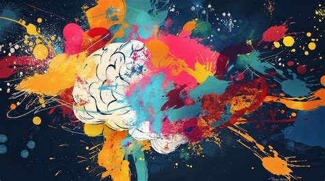 Premium Photo | A painting of a brain with the brain drawn on it