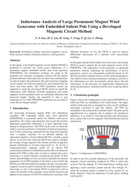 Pdf Inductance Analysis Of Large Permanent Magnet Wind Generator With