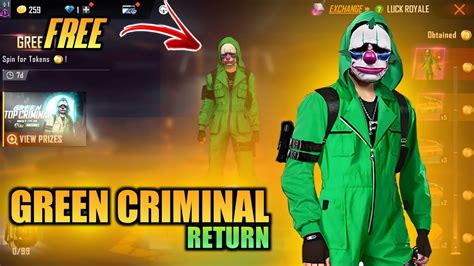 Green Criminal Bundle Return Get Only 19 Diamonds Free Fire