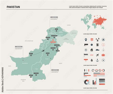 Vector Map Of Pakistan Country Map With Division Cities And Capital