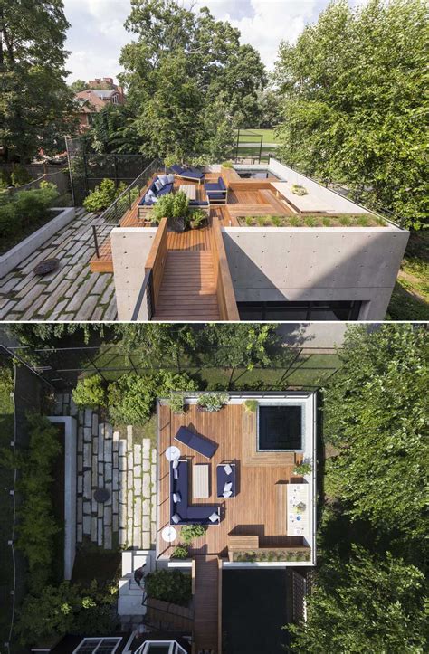 This Garage Was Built With A Rooftop Deck That Includes A Hot Tub