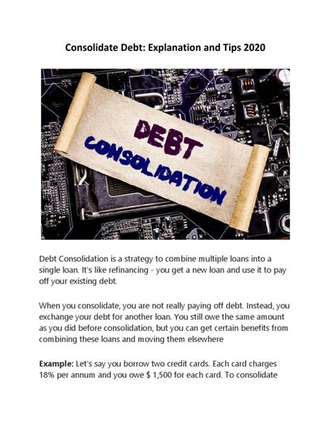 Debt Consolidation Tips | PDF | Loans | Credit