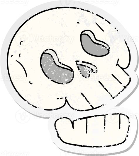 Distressed Sticker Of A Quirky Hand Drawn Cartoon Skull 45144792 PNG