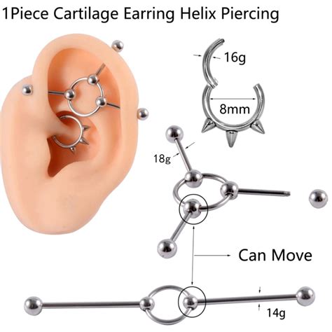 Industrial Barbell Anel A O Cir Rgico Pode Mover Cartilagem Brinco H