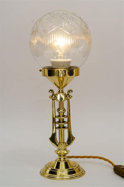 Art Deco Table Lamp With Cut Glass Shade Vienna Around 1920s For Sale