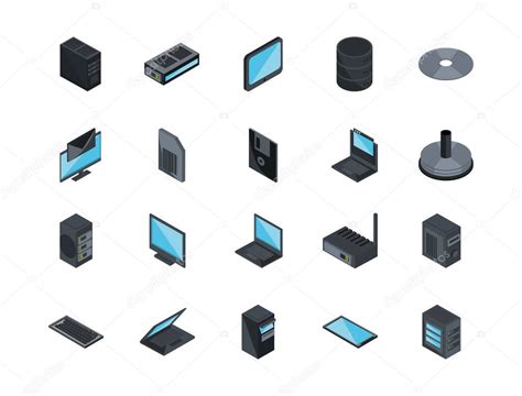 los iconos de los dispositivos informáticos de tecnología establecen