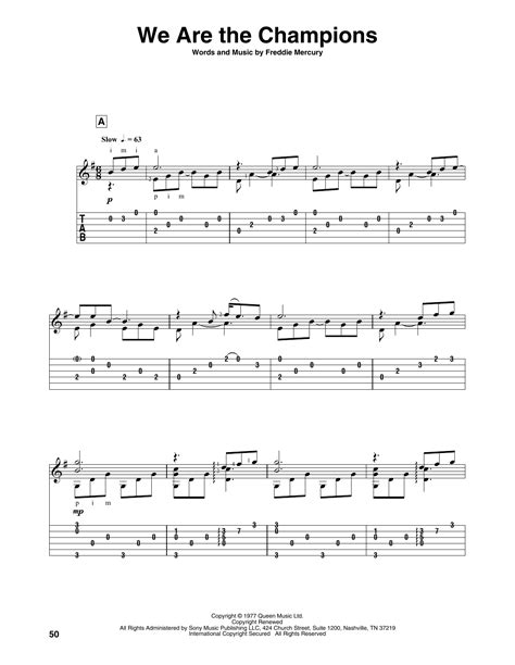 We Are The Champions Sheet Music Queen Solo Guitar