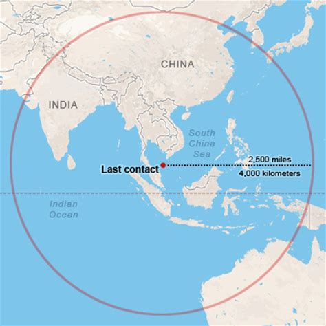 Map: Malaysia Airlines Flight 370