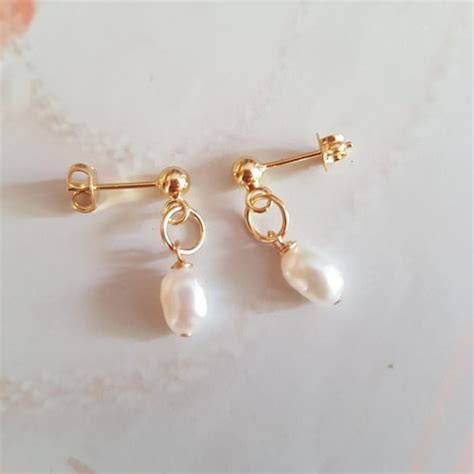 14K Gold Fill Small Pearl Drop Earrings Simple Tiny 5mm AA Etsy UK