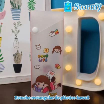 Estuche rectangular de plástico kawaii Libreria Stormy