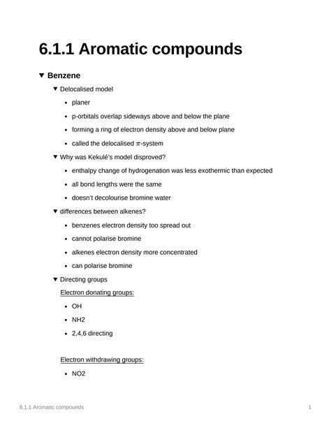 SOLUTION Alevel Ocr A Chemistry Aromatic Compounds Studypool