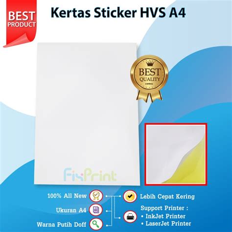 Jual Kertas Stiker A4 Hvs Matte Folio Doff Stiker Label Printable