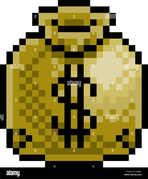 Money Sack Bag Pixel Art Eight Bit Game Icon Stock Vector Image Art