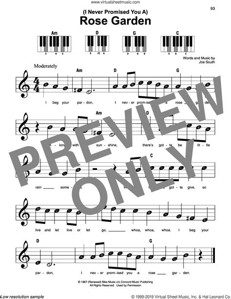 Joe South I Never Promised You A Rose Garden Sheet Music For Piano Solo