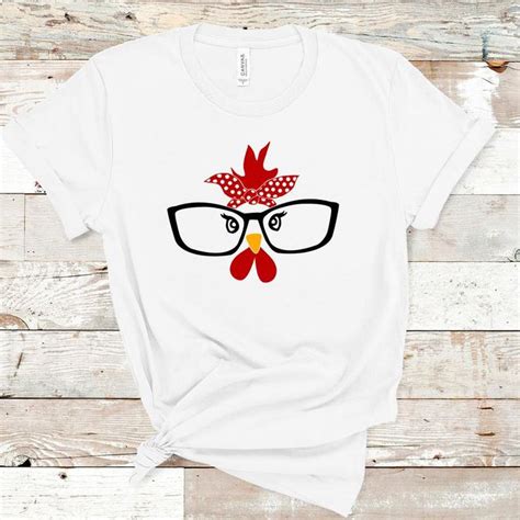 Bandana Chicken Graphic Tee / Funny Chicken with Glasses Short Sleeve Tee | Funny graphic tees ...