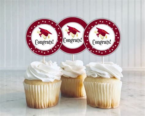 Graduation Cupcake Toppers Printable Congrats Grad Cupcake Toppers