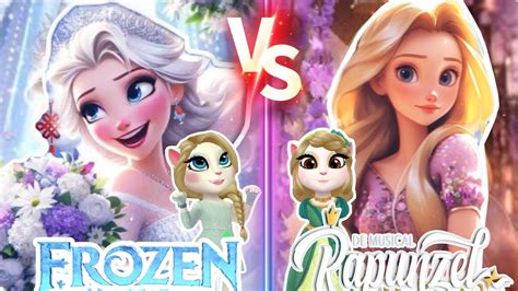 My Talking Angela 2 😻 Frozen Vs Rapunzel Cosplay Youtube