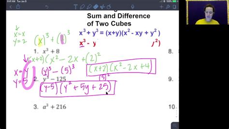 Factoring With Sum And Difference Of Cubes Youtube