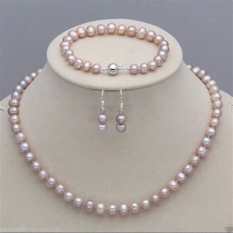 7 8MM Akoya Cultured Pearl Necklace Bracelet Earring Set Earrings Set