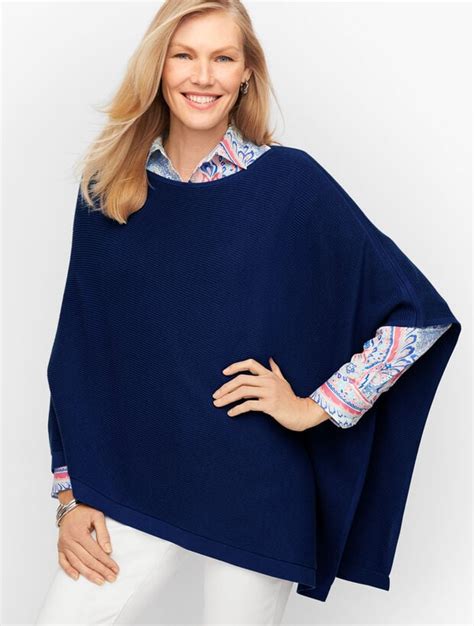 Plus Size Ribbed Asymmetrical Poncho Talbots