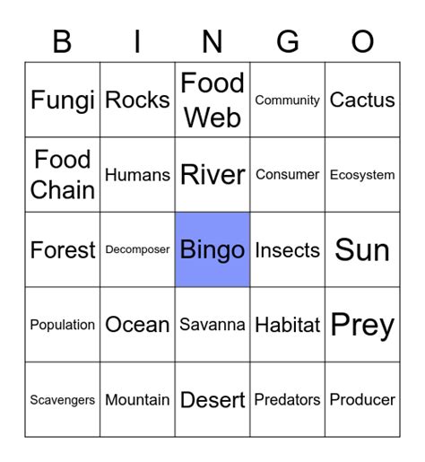 Ecosystem Bingo Card