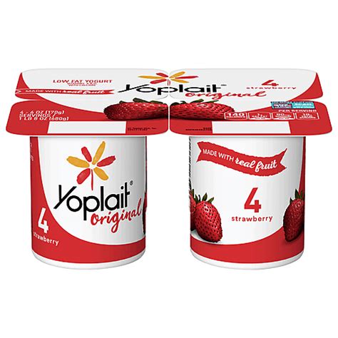 Yoplait Original Yogurt, Original Strawberry, Low Fat Yogurt, 4 Pack ...