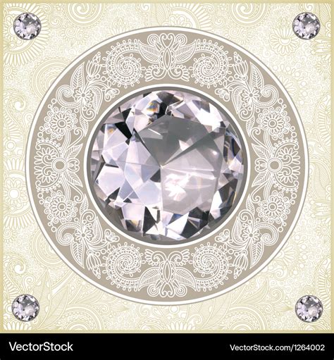 Ornate floral background with diamond jewel Vector Image