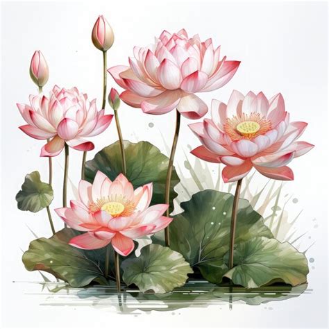 WatercoLotus Flowers Watercolor Sublimation illustration Generative Ai ...