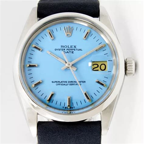 ROLEX OYSTER PERPETUAL Automatic Blue Dial Mens Vintage Steel Watch Ref