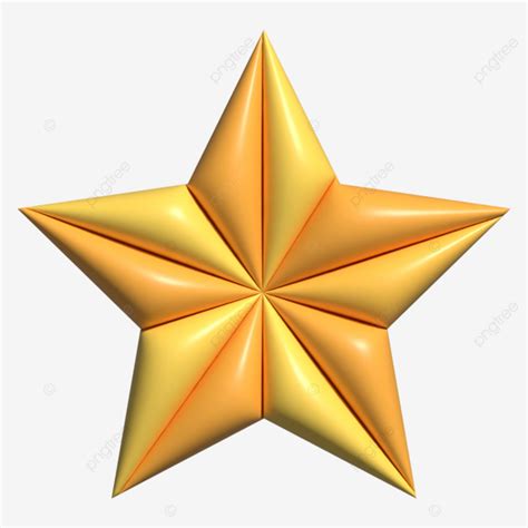 Three Dimensional Yellow Five Pointed Star Icon Vector Pentagram Star