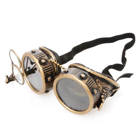 Illustrious Inventor Steampunk Goggles With Eye Loupe | Brass