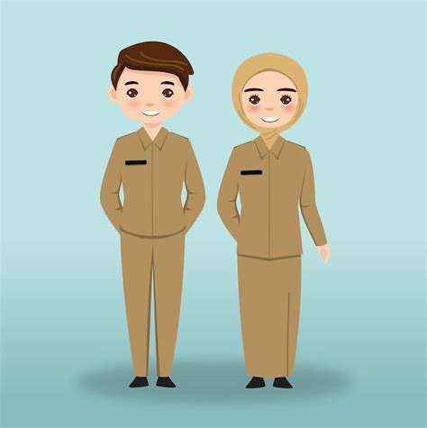 Premium Vector Indonesian Civil Servant Character Illustration