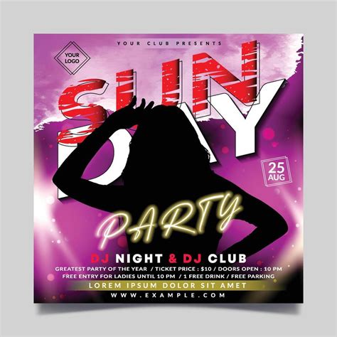 Sunday Party Flyer Template With Combination Pink Background 42679012